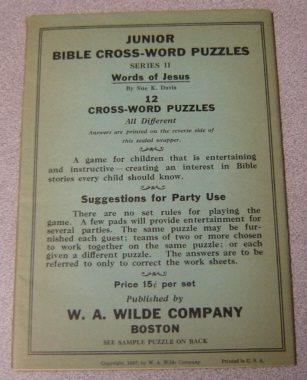 Image for Junior Bible Cross-word Puzzles, Series II, Words Of Jesus